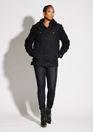 CIRCULAR PATH X LOVE TARA Teddy Denim Moto Jacket