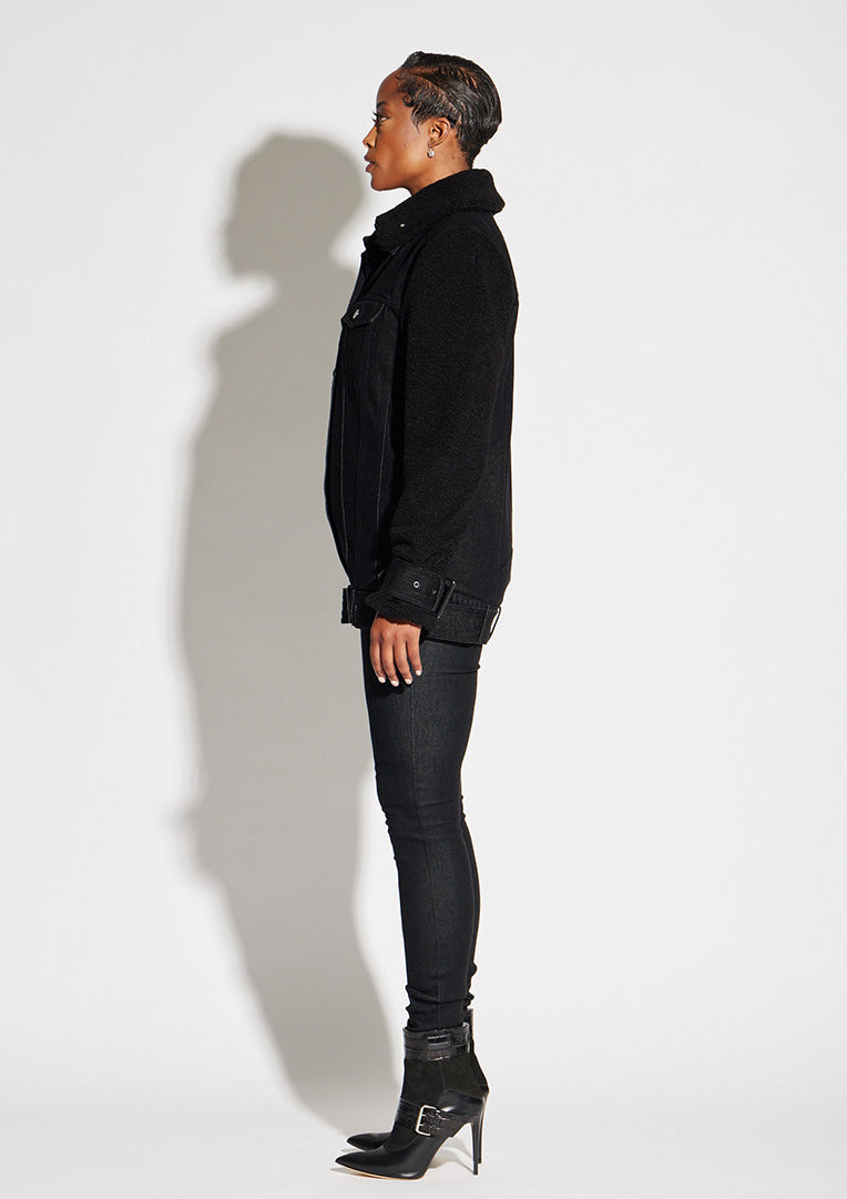 Teddy Denim Moto Jacket