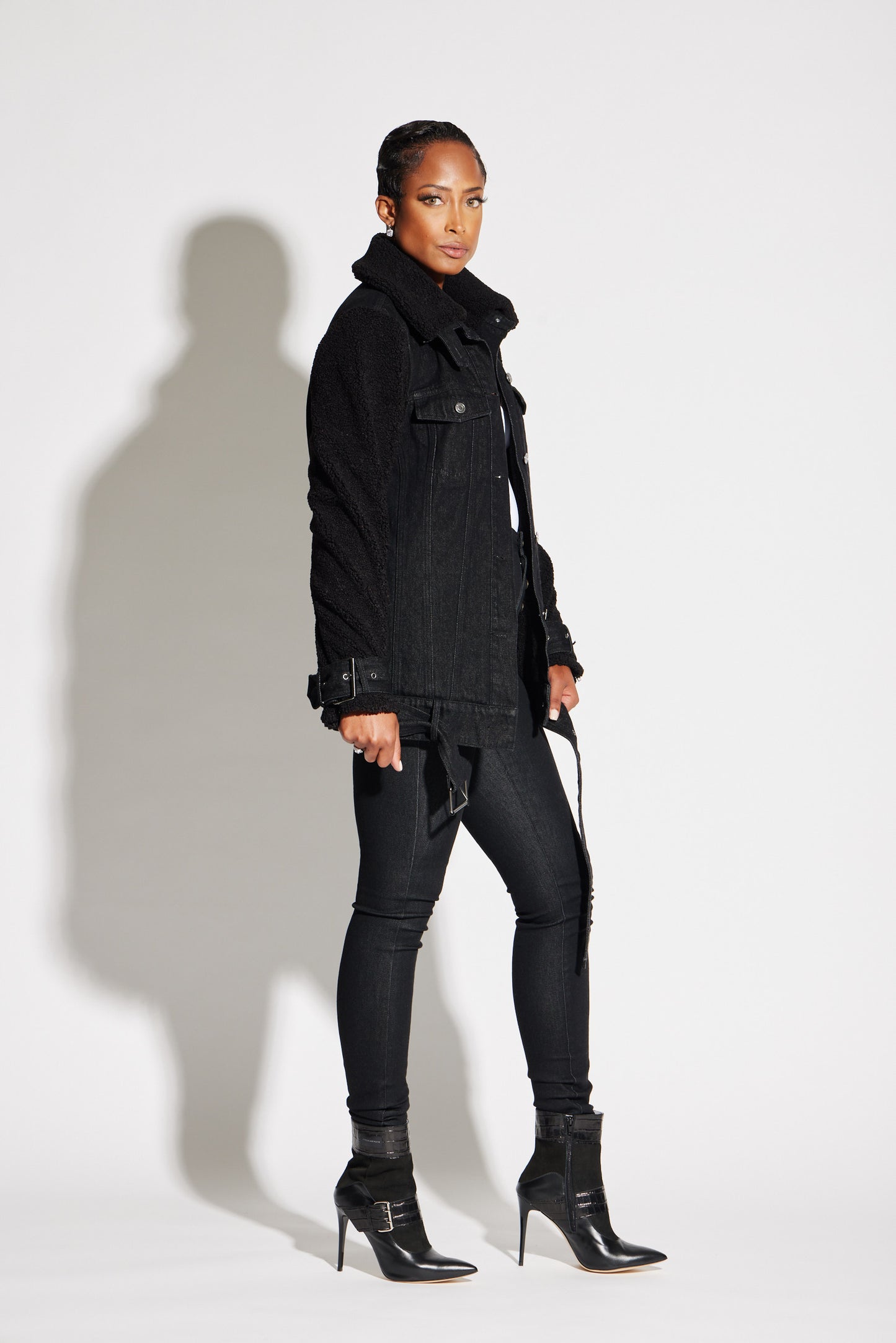Teddy Denim Moto Jacket