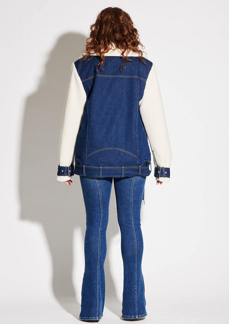 Teddy Denim Moto Jacket