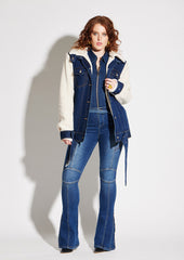 Teddy Denim Moto Jacket