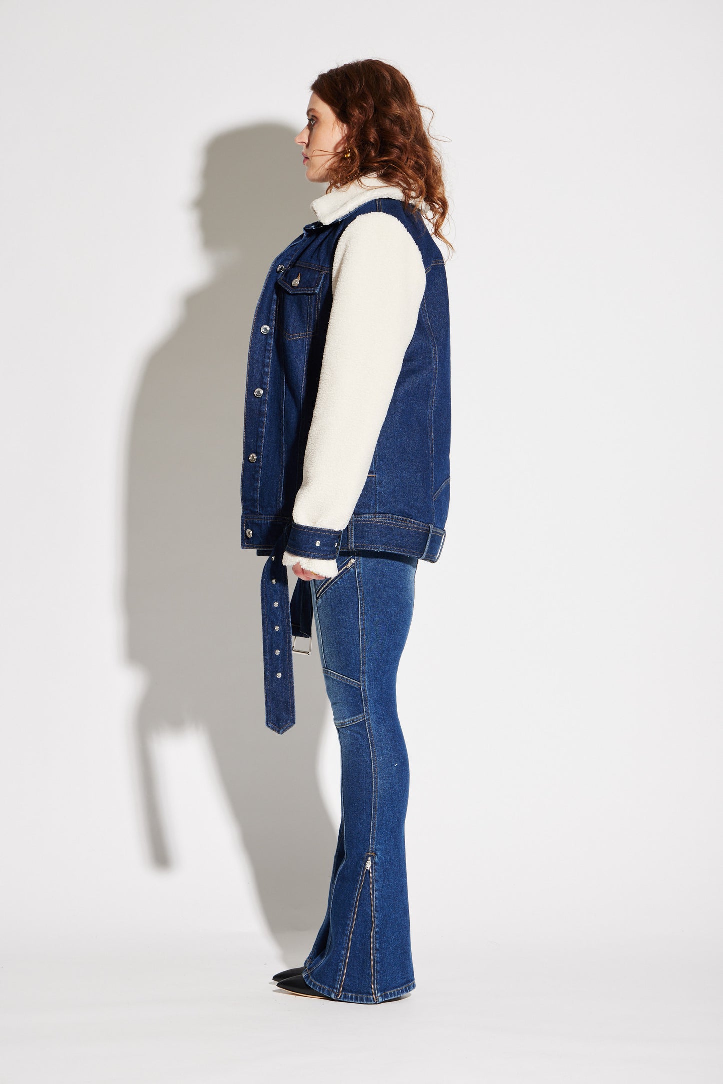 Teddy Denim Moto Jacket
