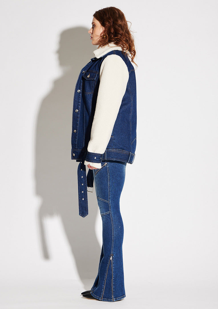 Teddy Denim Moto Jacket