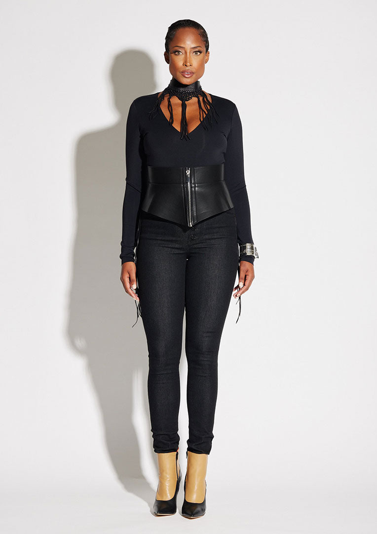 V Neck Bodysuit Long Sleeve