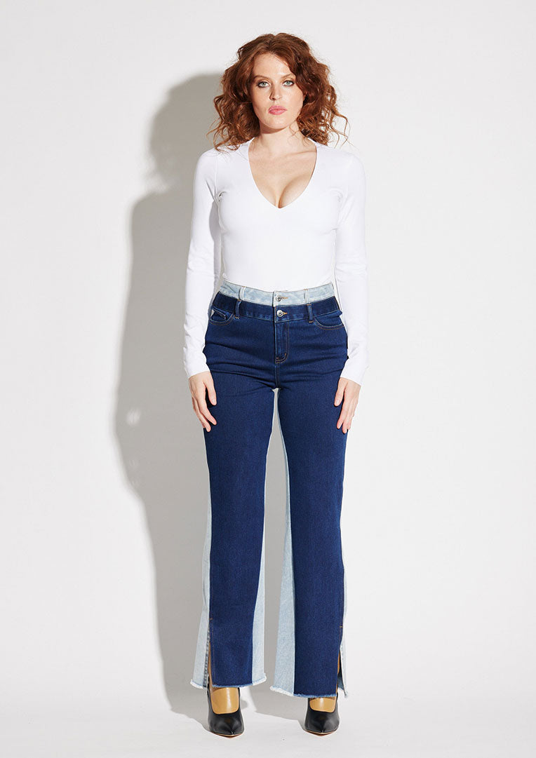 V Neck Bodysuit Long Sleeve