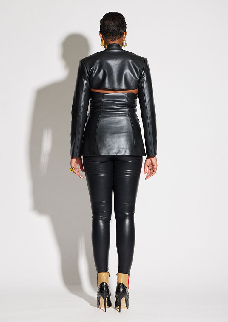 Vegan Leather Cut Out Blazer