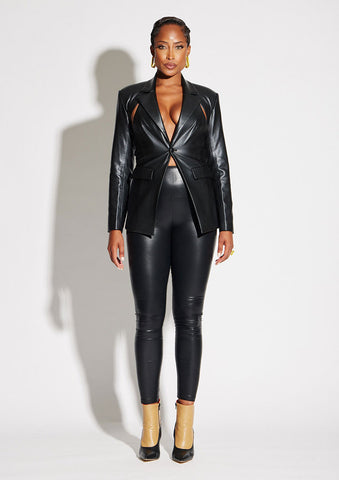 Vegan Leather Cut Out Blazer
