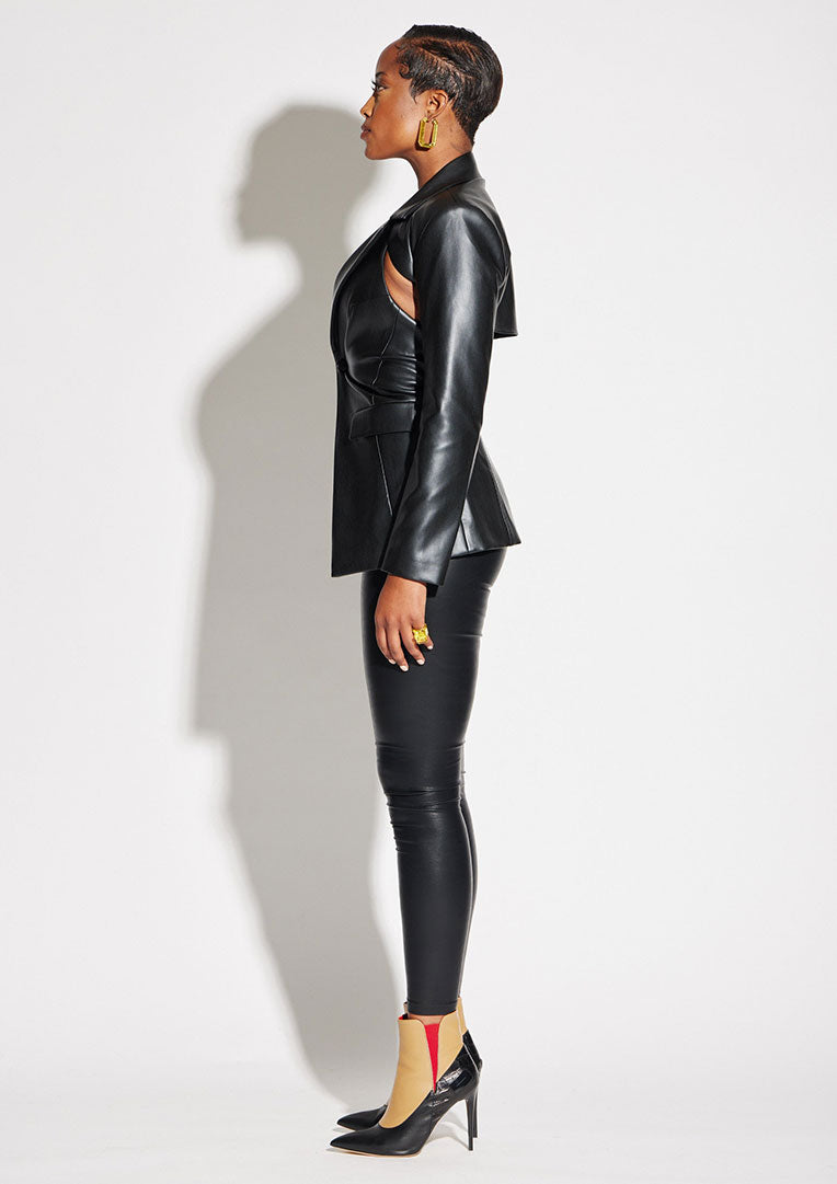 Vegan Leather Cut Out Blazer
