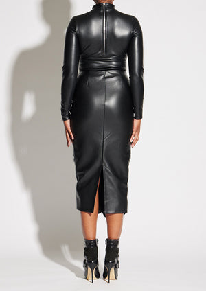Vegan Leather Ruched Skirt