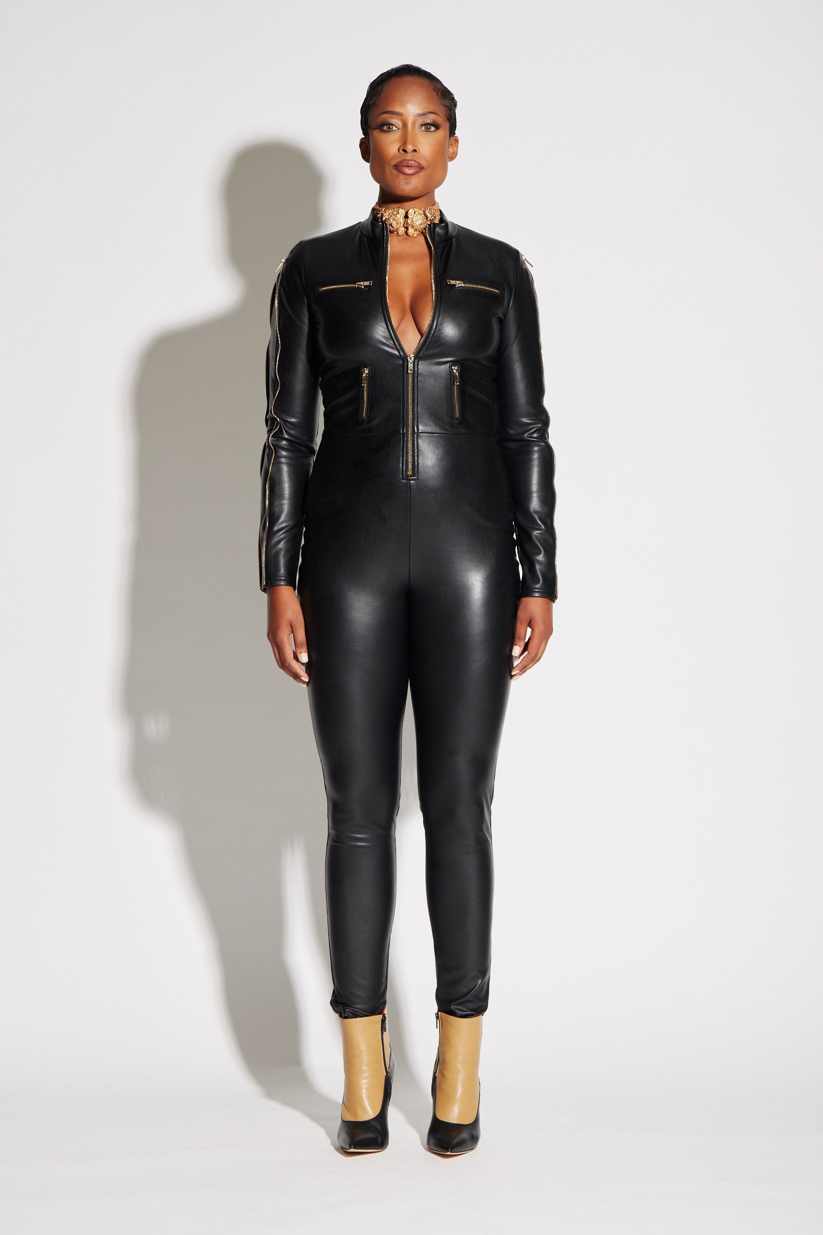 Vegan Leather Zipper Jumpsuit – CIRCULAR PATH