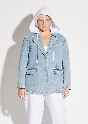 Hooded Denim Blazer