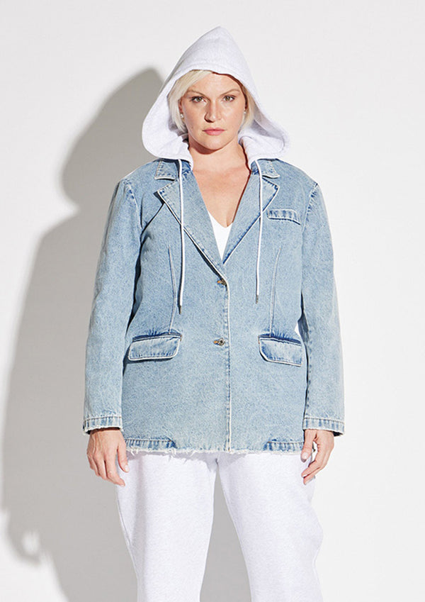 Hooded Denim Blazer