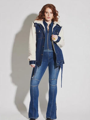 Teddy Denim Moto Jacket
