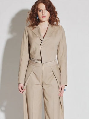 Asymmetric Crop Pinstripe Blazer