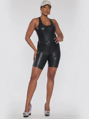 Vegan Leather Long Short