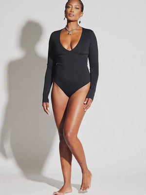V Neck Bodysuit Long Sleeve