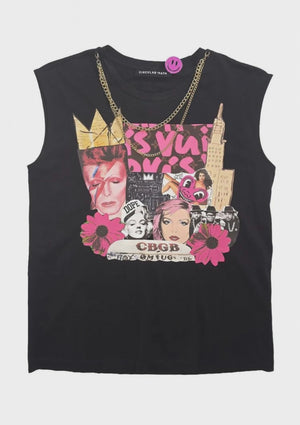 CIRCULAR PATH X LOVE TARA Sleeveless Round Neck Necklace T-Shirt