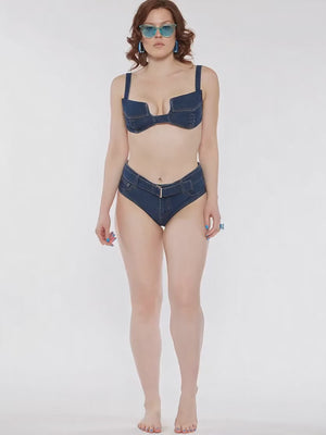 Pocket Denim Bikini Top