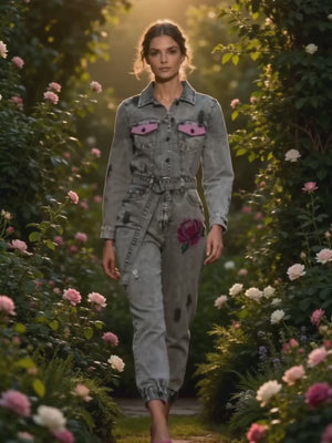 CIRCULAR PATH X WREN + GLORY Jean Jacket Jumpsuit