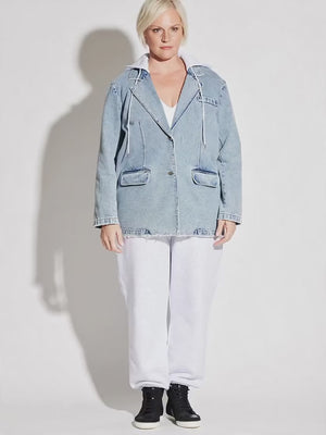 Hooded Denim Blazer