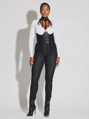 Button Fly Skinny Jeans